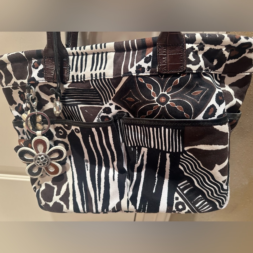 Brighton  Black Brown and White Women's Bag. Pockets  Keychain dangles